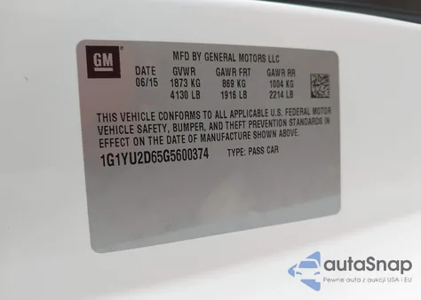 2016 Chevrolet Corvette Z06 z USA, uszkodzony, nr VIN 1G1YU2D65G5600374